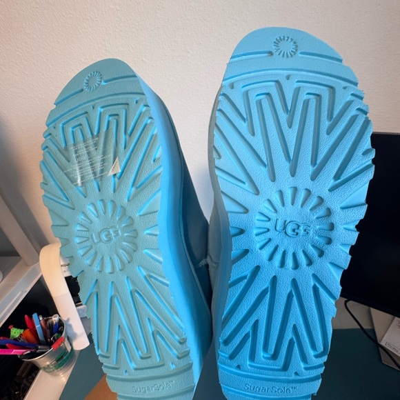 UGG CLASSIC ULTRA MINI PLATFORM SUMMER SKY SHEARLING BOOTS - Picture 4 of 6